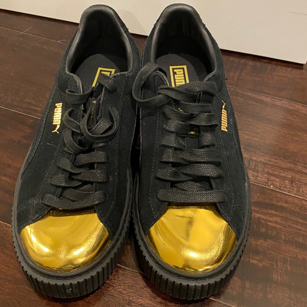 Pump Gold and Black Suede and Leather size 8